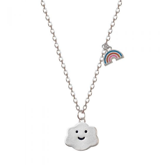 Holiday Smile Cloud Colorful Rainbow 925 Sterling Silver Necklace