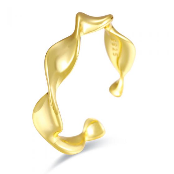 Fashion Twisted Wave 925 Sterling Silver Adjustable Ring