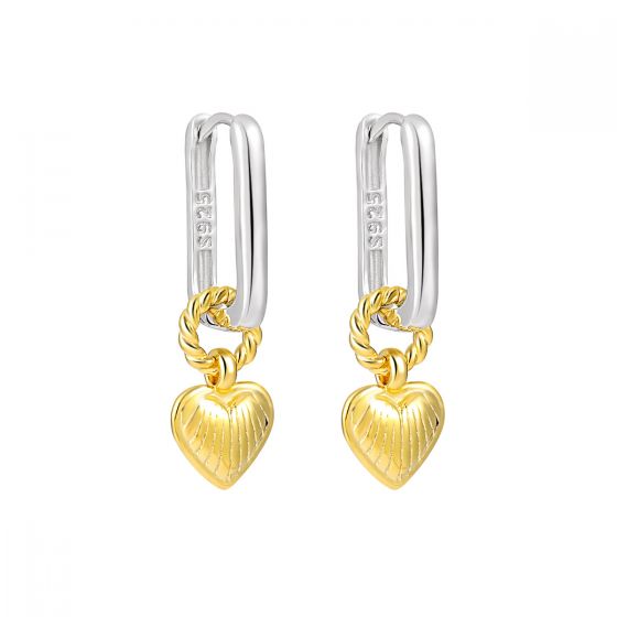 Hot Sale Twisted Heart 925 Sterling Silver Leverback Dangling Earrings