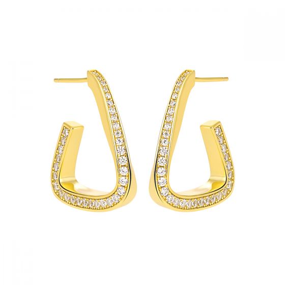 Lady Fashion Geometry CZ Twisted Triangle 925 Sterling Silver Dangling Earrings