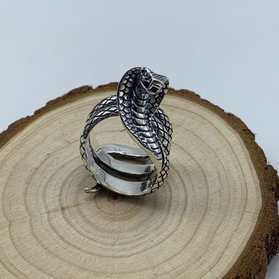 Men's Vintage Cobra Snake 925 Sterling Silver Adjustable Ring