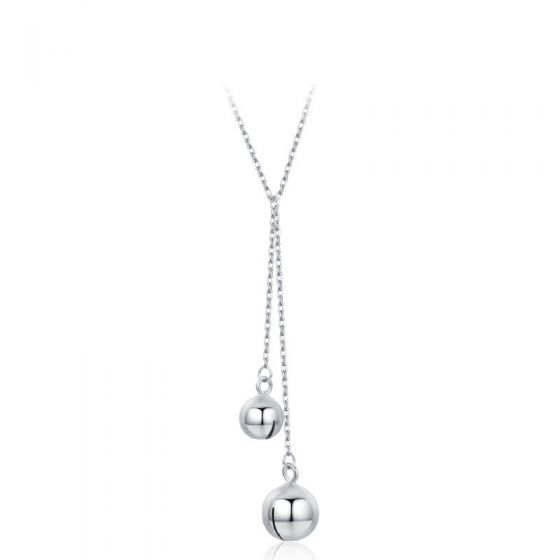 Girl Adjustable Drop Round Bells 925 Sterling Silver Necklace