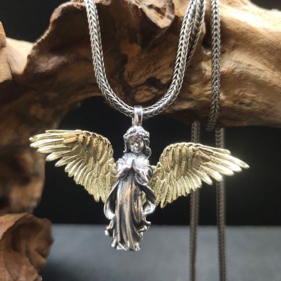Vintage Little Angel With Wings Solid 925 Sterling Silver DIY Pendant