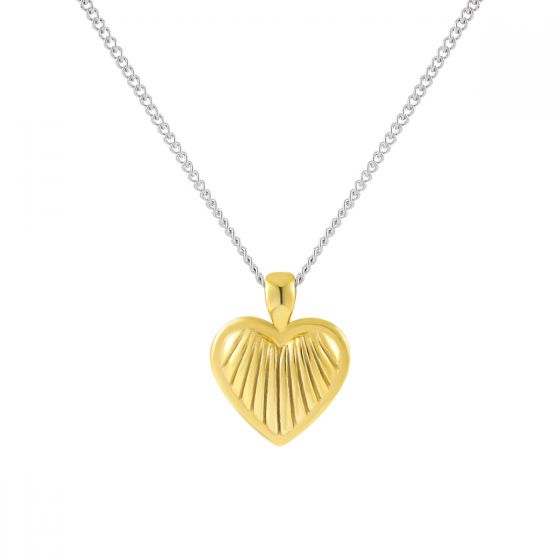 Honey Moon Trips Gold Heart 925 Sterling Silver Necklace