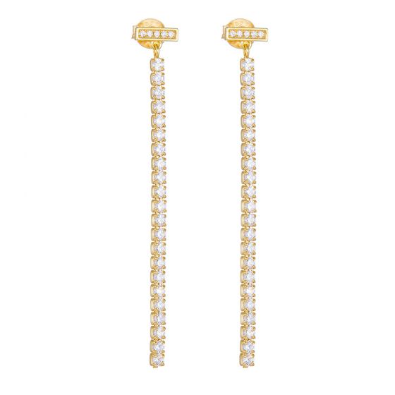 Elegant Women CZ Tassels 925 Sterling Silver Dangling Earrings