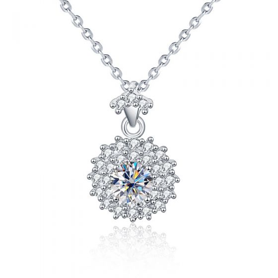 Holiday Moissanite CZ Sunshines 925 Sterling Silver Necklace