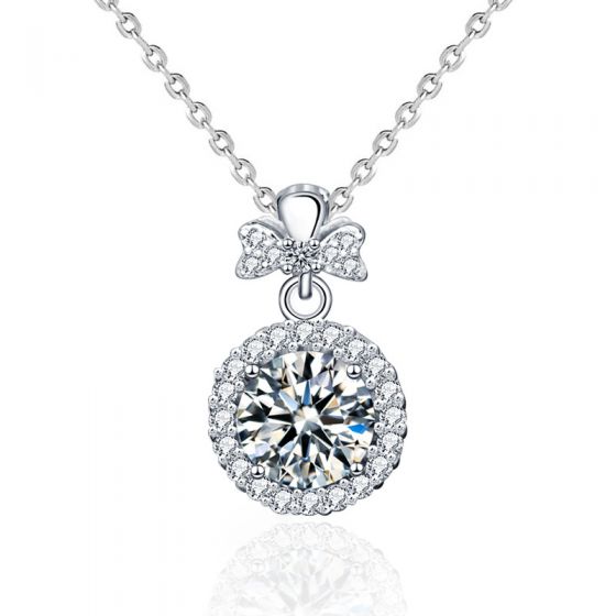 Gift Round Moissanite CZ Perfume Bottle 925 Sterling Silver Necklace
