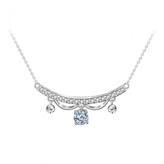 Elegant Moissanite CZ Lace Drop Tassels 925 Sterling Silver Necklace