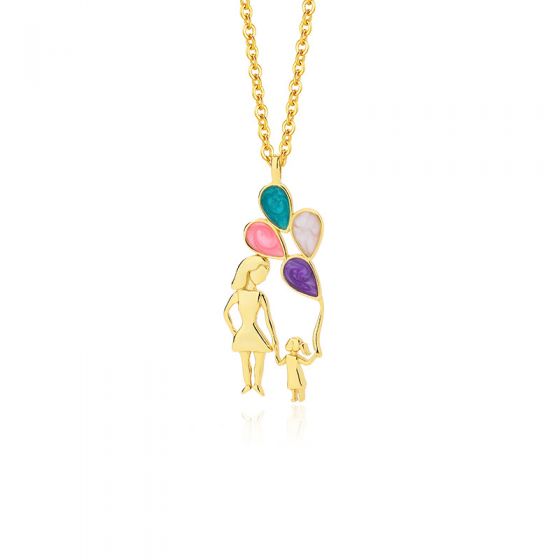 Gift Mother Child Colorful Balloons 925 Sterling Silver Necklace
