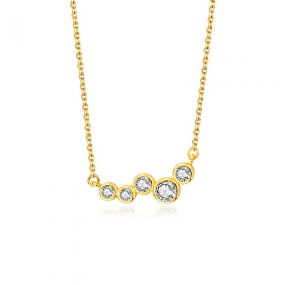 Office Round CZ Irregular Wave 925 Sterling Silver Necklace