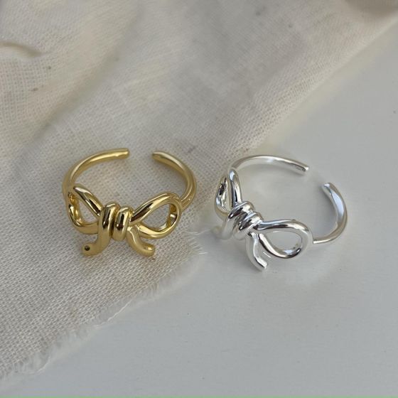 Party Sweet Bow-Knot 925 Sterling Silver Adjustable Ring