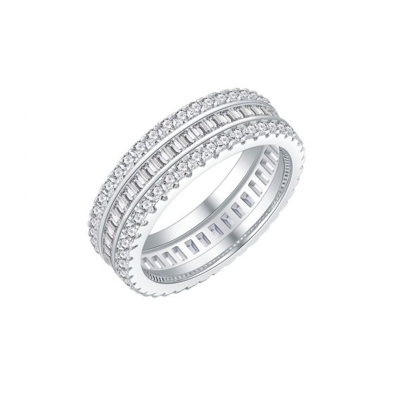 Fashion Triple Layers CZ 925 Sterling Silver Adjustable Ring