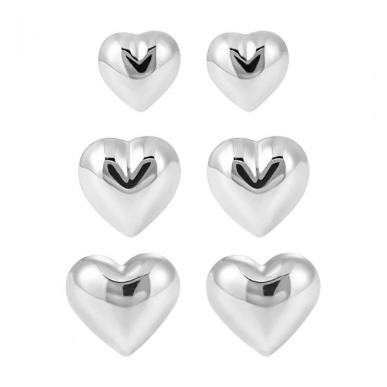 Cute Mini 3D 925 Sterling Silver Simple Love Heart Stud Earrings