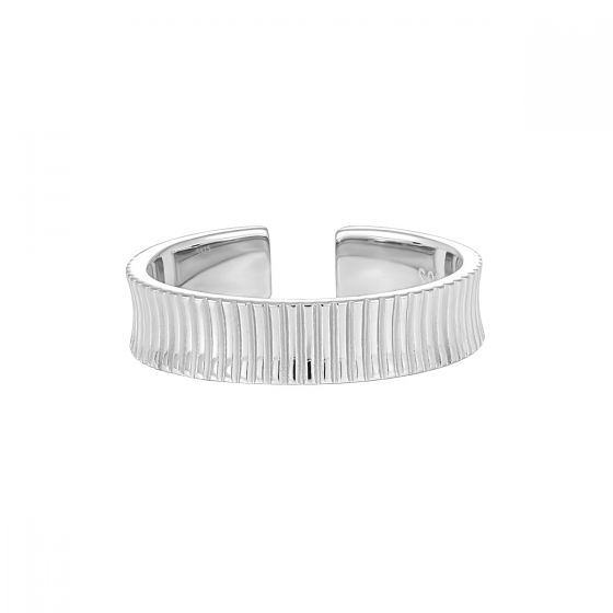 Simple Vertical Stripes 925 Sterling Silver Adjustable Ring
