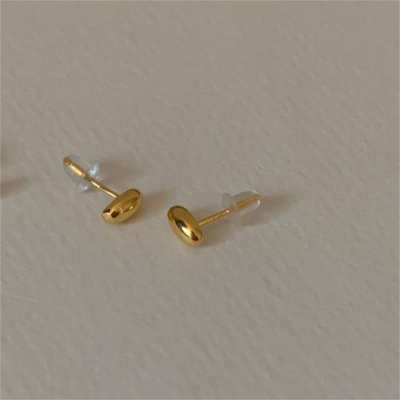Cute Mini Gold Grain 925 Sterling Silver Stud Earrings