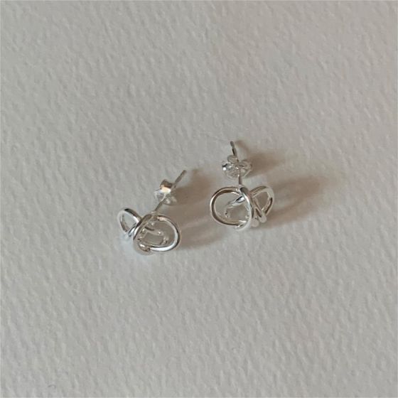 Simple Hollow Winding knot 925 Sterling Silver Stud Earrings