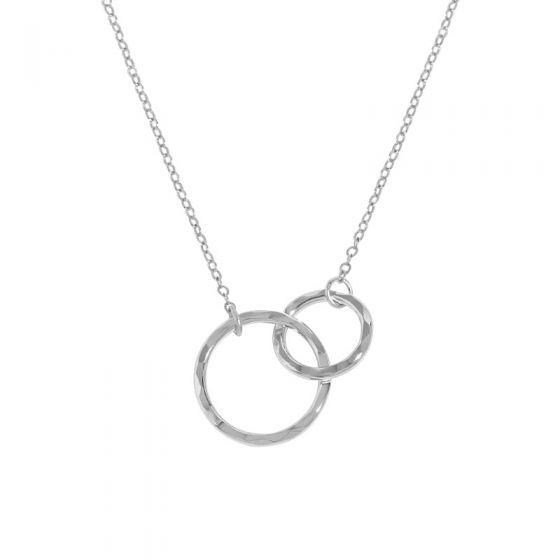 Irregular double circular ring texture S925 sterling silver necklace for women