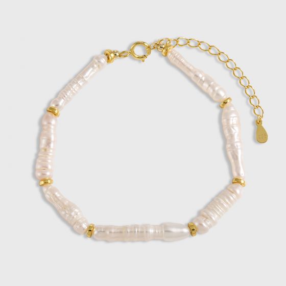 Elegant Natural Long Stick Pearls 925 Sterling Silver Bracelet
