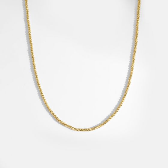 Collier simple en argent sterling 925 avec chaîne en perles d'or