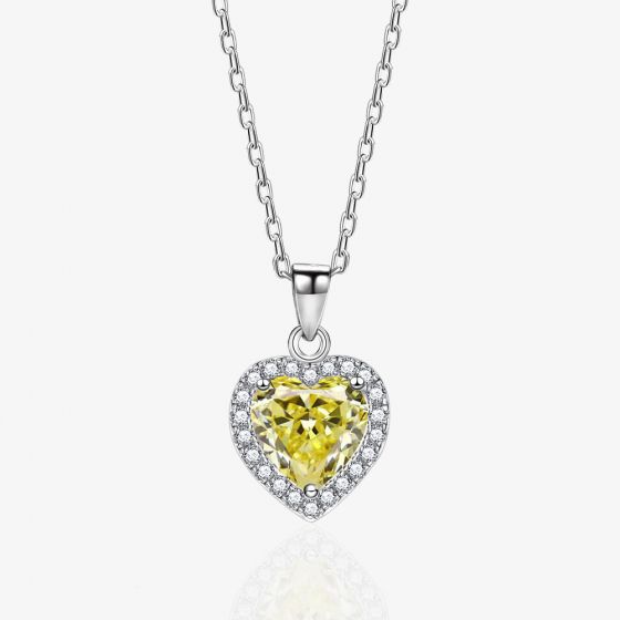 Honey Moon Heart CZ Love 925 Sterling Silver Necklace