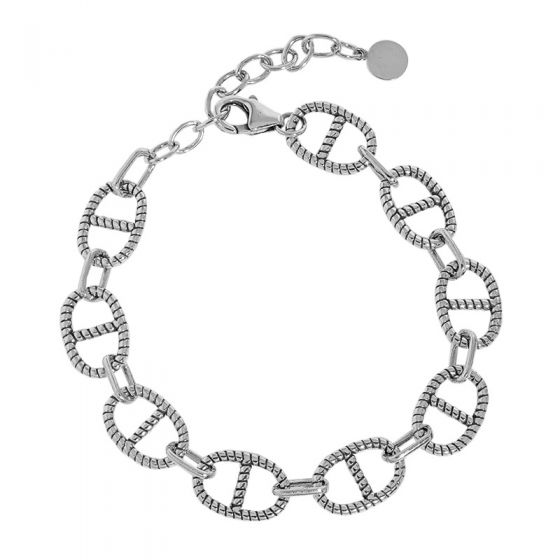 Vintage Flat Marina Chain 925 Sterling Silver Bracelet