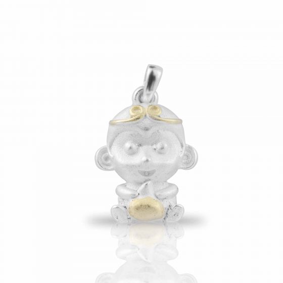 Cute Sun WuKong Monkey 925 Sterling Silver Pendant
