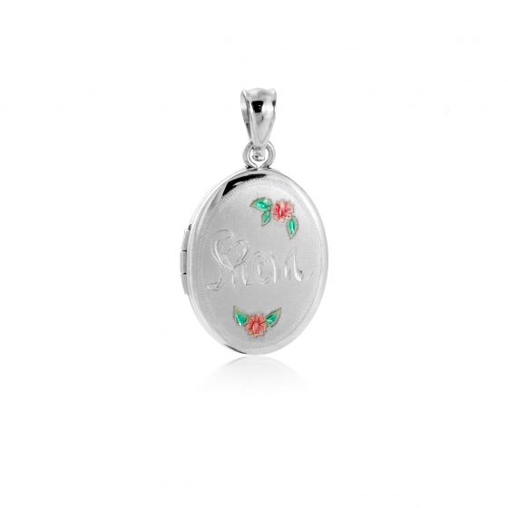 Gift Mother's Day Oval Mom Letters 925 Sterling Silver Locket Necklace Pendant