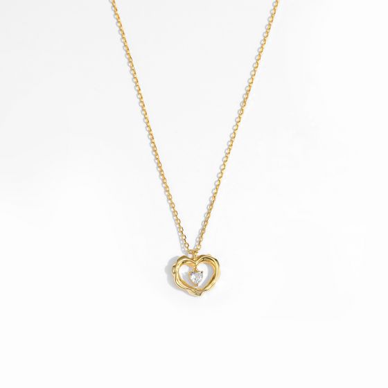 Подарок Танцы CZ Hollow Heart Ожерелье из стерлингового серебра 925 пробы