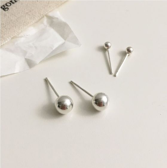 Hot Round Ball 925 Sterling Silver Stud Earrings