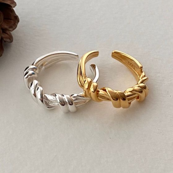 Office Winding Twisted 925 Sterling Silver Adjustable Ring