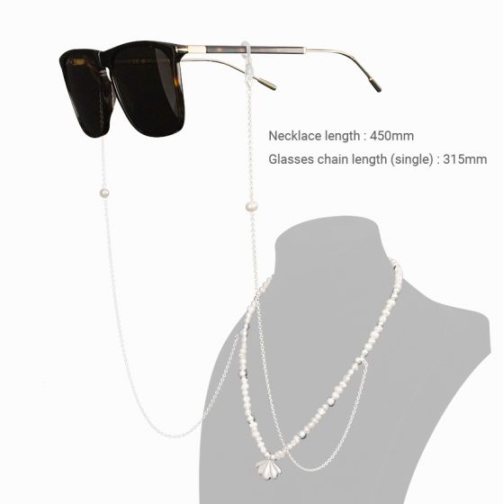 Fashion Pearls Shell Eyeglass Strap For Women Eyewear Accessories Sunglasses Cord 925 Sterling Silver Glasses Chain