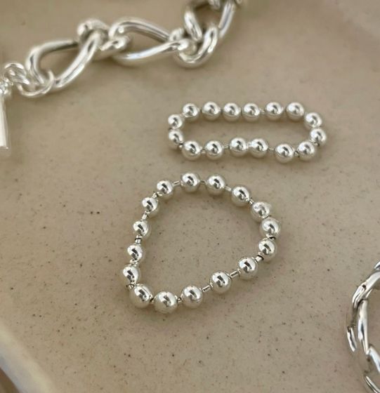 Модное кольцо из стерлингового серебра 925 пробы с бусинами