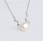 Fashion Sweet Natural White Pearl 925 Sterling Silver Elk Deer Necklace