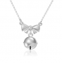 Girl CZ Bowknot Bell 925 Sterling Silver Necklace