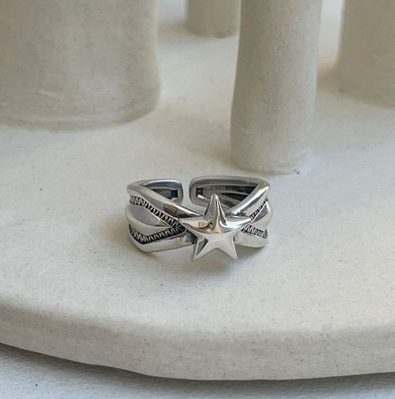 Регулируемое кольцо Modern Star Cross из стерлингового серебра 925 пробы