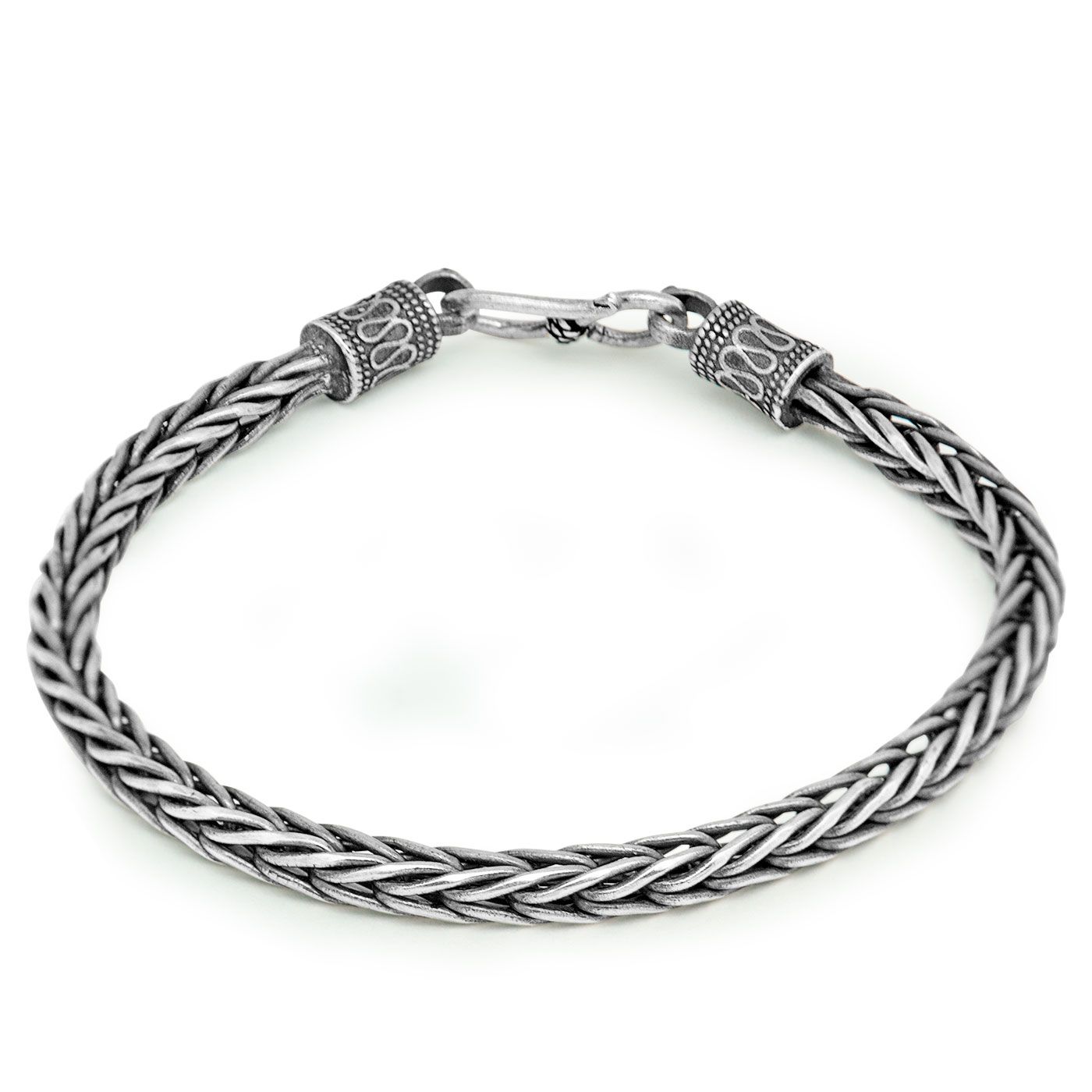 Men's Jewelry 925Sterling Silver Solid Silver 2 Beads Fashion Bangle Bracelet