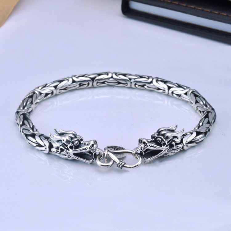 Fashion 925Sterling Solid Silver Men Jewelry Dragon Bracelet For Women H036 