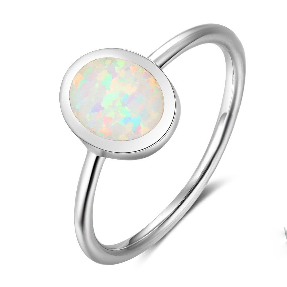 Infinity CZ with Oval Shape White Opal .925 Sterling Silver Ring Sizes 5-11