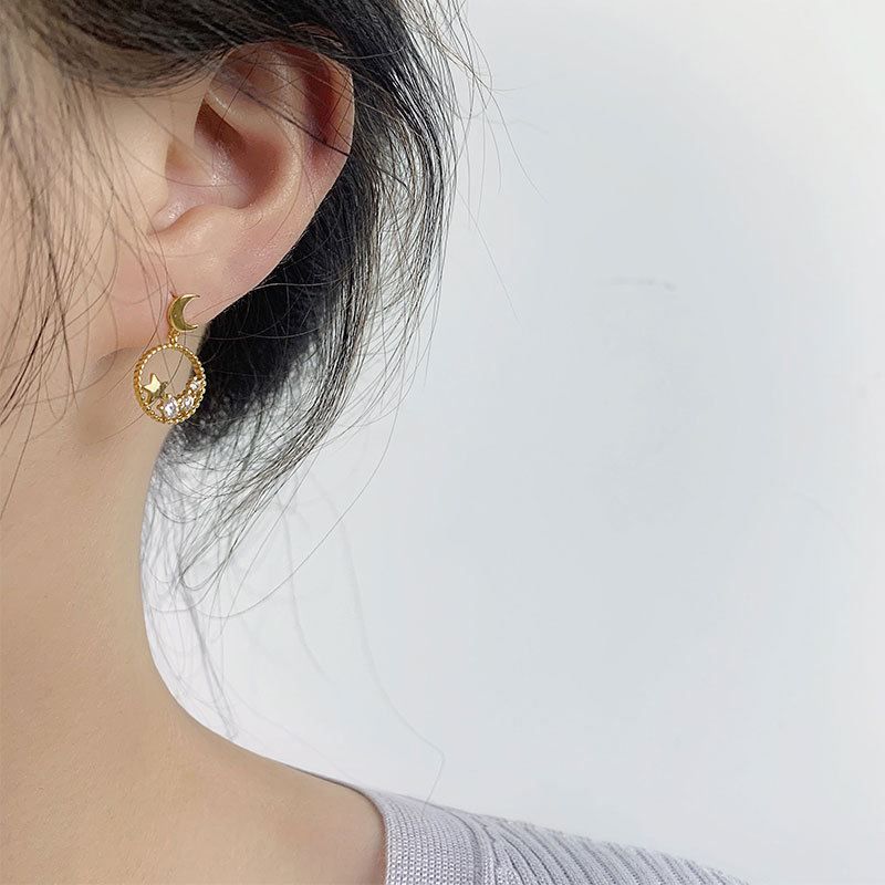 Der Womens Western Fashion 925 Silver U-Shaped Pearl Stud Earrings S925 Silver Earrings After Hanging Pearl Moon Boat Earrings Tassel Long Earrings