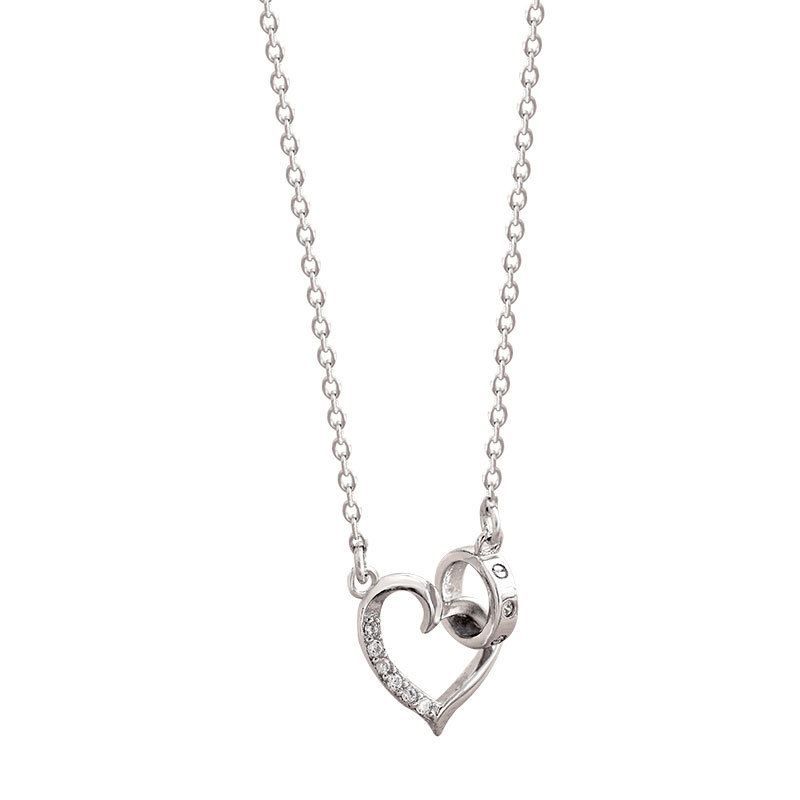 925 Sterling Silver 16 CZ Necklace Love Clear CZ Accent 