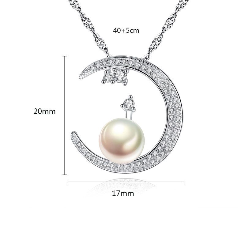 Pendants Necklaces by CS-DB Cubic Zirconia Flower with Pearl Drop Silver Womens Jewelry 