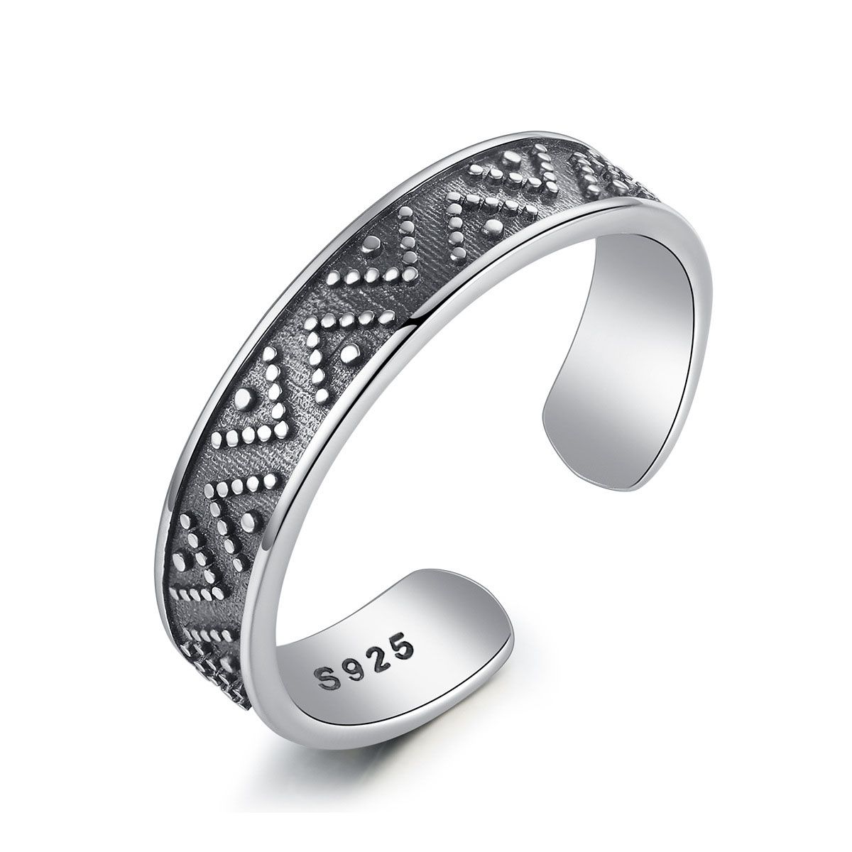 Amberta 925 Sterling Silver Ring Para Mujer Anillos Abierto Ajustable Celta Banda y