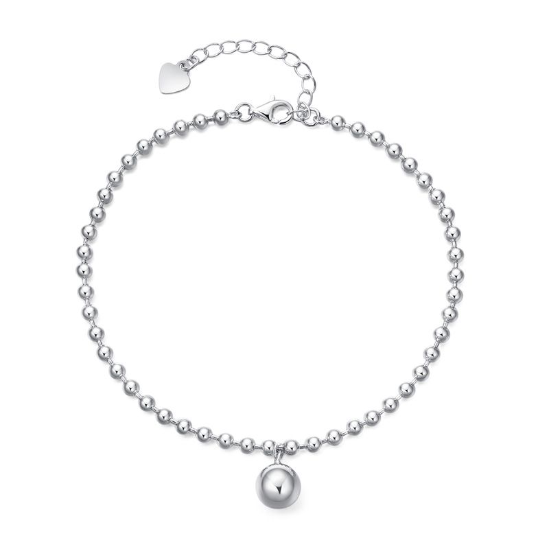 Gem Avenue 925 Sterling Silver link with 3mm Faceted Beads 9 to 10 inch Adjustable Anklet Ankle Bracelets For women