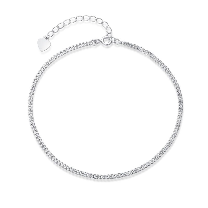 Solid 925 Sterling Silver Classic Chain Anklet 