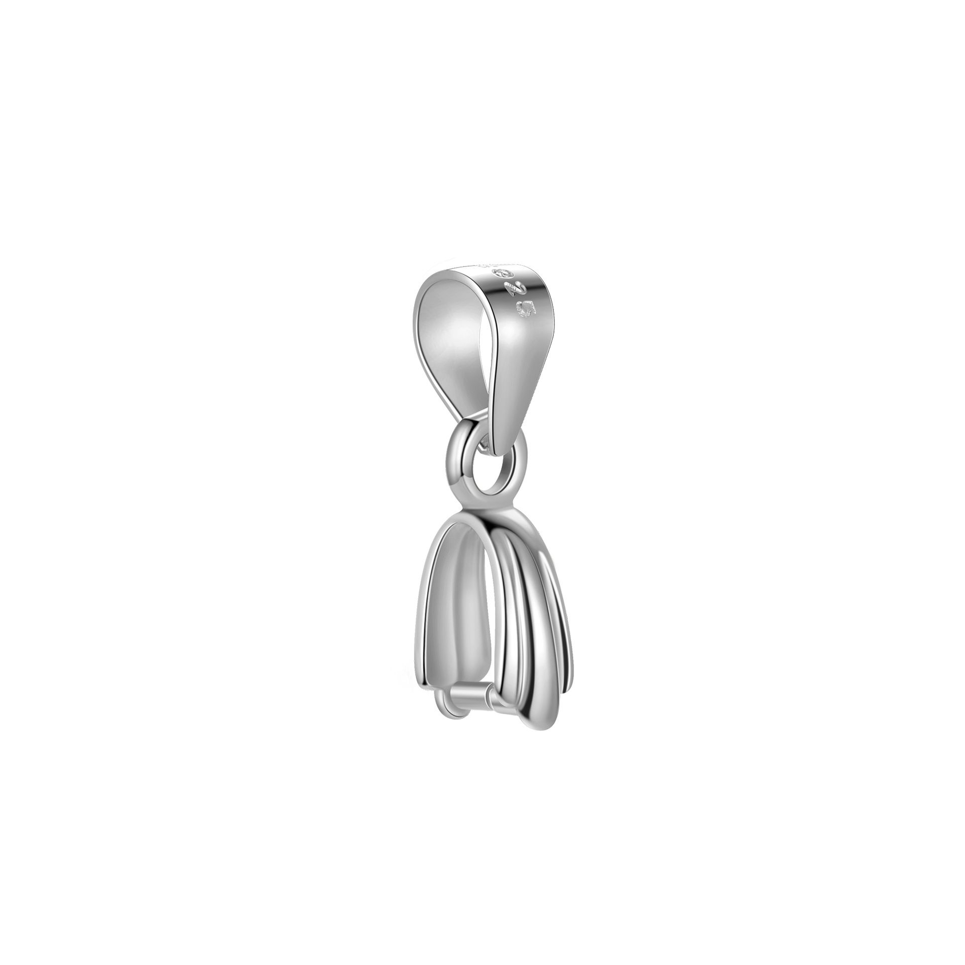 Solid 925 Sterling Silver Bail Pendant Clasp Connector, Pinch Bail