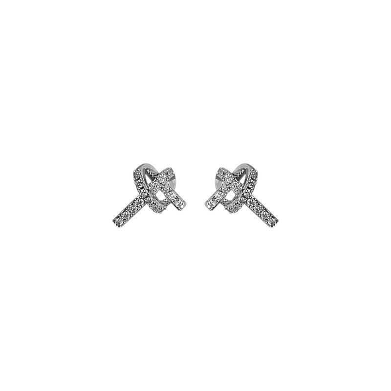 10mm*11mm Rhodiumed 925 Sterling Silver Stud Earrings with Cubic Zirconia/CZ 
