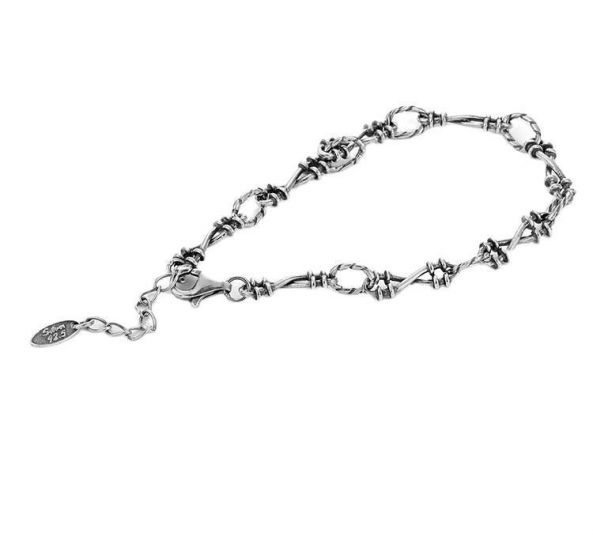 Men's Vintage Dark Thorn 925 Sterling Silver Curb Chain Bracelet