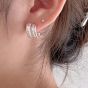 Fashion Triple Layers Circles 925 Sterling Silver Hoop Earrings