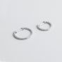Circle Round Trendy White CZ 925 Sterling Silver Hoop Earrings Women