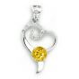 Sweet Heart Round Natural Yellow Citrine 925 Sterling Silver Pendant